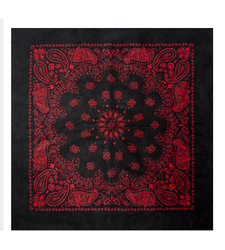 Extra Large Black and Red round western paisley bandana scarf